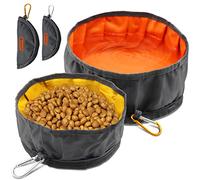 LumoLeaf Cuenco plegable de viaje para perros, 2 paquetes grandes de 68 onzas/80 onzas, cuencos plegables ligeros, cuencos de agua y comida para mascotas y perros con cremallera (8 + 10 tazas)