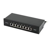 Lumonic 10" Panel de conexiones de sobremesa CAT6 | 8 Port, 1U con campo de etiquetado | Montaje LSA, codificado por colores T568A/B | independiente, de pared | Panel de conexión negro apantallado | 1