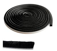 Lumonic 10m Junta de cepillo negra 10mm | Autoadhesivo + Se puede cortar a medida | Protector contra corrientes de aire, protección contra el frío, mosquitera para ventanas, puertas, armarios