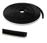 Lumonic 10m Junta de cepillo negra 4mm | Autoadhesivo + Se puede cortar a medida | Protector contra corrientes de aire, protección contra el frío, mosquitera para ventanas, puertas, armarios