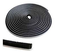Lumonic 10m Junta de cepillo negra 6mm | Autoadhesivo + Se puede cortar a medida | Protector contra corrientes de aire, protección contra el frío, mosquitera para ventanas, puertas, armarios