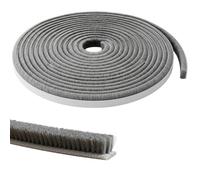Lumonic 10m Sello de cepillo gris 4mm | Autoadhesivo + Se puede cortar a medida | Protector contra corrientes de aire, protección contra el frío, mosquitera para ventanas, puertas, armarios