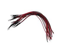Lumonic 10x LEDs Superbright con resistencia para aplicaciones de 5V - LED de alta potencia con cable de conexión para soldar para el bricolador en Blanco 6000K - Diámetro: 5mm