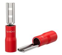 Lumonic 25x Receptáculo plano 0,5-1,5mm² Rojo | para enchufe plano 0,8 x 2,8mm | Parcialmente aislado | Conector de cable sin soldadura | Latón estañado | Automoción, ingeniería mecánica
