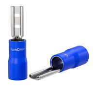 Lumonic 25x Receptáculo plano 1,5-2,5mm² Azul | para enchufe plano 0,8 x 2,8mm | Parcialmente aislado | Conector de cable sin soldadura | Latón estañado | Automoción, ingeniería mecánica