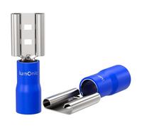Lumonic 25x Receptáculo plano 1,5-2,5mm² Azul | para enchufe plano 0,8 x 6,4mm | Parcialmente aislado | Conector de cable sin soldadura | Latón estañado | Automoción, ingeniería mecánica