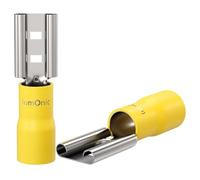 Lumonic 25x Receptáculo plano 4,0-6,0mm² Amarillo | para enchufe plano 0,8 x 6,8mm | Parcialmente aislado | Conector de cable sin soldadura | Latón estañado | Automoción, ingeniería mecánica