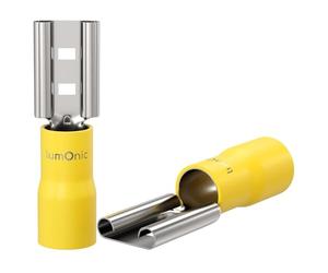 Lumonic 25x Receptáculo plano 4,0-6,0mm² | para enchufe plano 0,8 x 6,8mm | Parcialmente aislado | Conector de cable sin soldadura | Latón estañado | Automoción, ingeniería mecánica