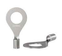 Lumonic 25x Terminal de cable de anillo 0,5-1,5mm² en blanco | M6 | Cobre estañado | Conexión segura del cable sin soldaduras | Terminal de cable sin aislamiento | Vehículo de motor, ingeniería mecáni