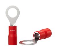 Lumonic 25x Terminal de cable de anillo 0,5-1,5mm² Parcialmente aislado | M5 | Cobre estañado | Conexión segura del cable sin soldaduras | Juego, terminal de cable crimpado, conector crimpado, ojal |
