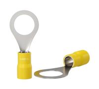 Lumonic 25x Terminal de cable de anillo 4,0-6,0mm² Parcialmente aislado | M10 | Cobre estañado | Conexión segura del cable sin soldaduras | Juego, terminal de cable crimpado, conector crimpado, ojal |