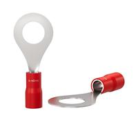 Lumonic 25x terminal de cable de anillo M6 parcialmente aislado 0,5-1,5mm² I terminal de cable Rojo I juego de terminales de cable, terminales de anillo M6