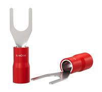 Lumonic 25x Terminal del cable de la horquilla 0,5-1,5mm² Parcialmente aislado | M4 | Cobre estañado | Conexión segura del cable sin soldaduras | Juego de 25 terminales de cable crimpados, conectores