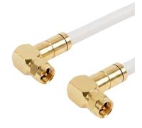 Lumonic 3m Cable de antena RG6 | 2 conectores F dorados acodados a 90 | Blanco | Blindaje cuádruple 120 dB | ya preparado | Cable coaxial, cable por satélite, DVB-T2, Internet por cable