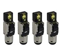 Lumonic 4X Clavija de Red RJ45 Clavija metálica sin Herramientas | con Descarga de tracción y contactos Dorados I Enchufe de crimpado para Cable LAN de Red CAT6 CAT7 CAT8.1