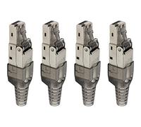 Lumonic 4X Clavija de Red RJ45 Macho sin Herramientas | con Alivio de tensión y contactos chapados en Oro I Crimpadora para Cable LAN de Red CAT5 CAT6A CAT7