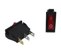 Lumonic 5x interruptor basculante de plástico interruptor de apagado 31x14mm en color rojo I con clavija plana de 6,4x0,8mm I Apto para 250V 16A