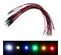 Lumonic 5x LEDs Superbright con resistencia para aplicaciones de 24V - LED de alta potencia con cable de conexión para soldar para el bricolador en color Amarillo - Diámetro: 3mm