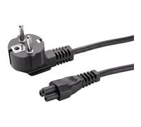 Lumonic Cable de alimentación con enchufe Schuko en ángulo de 90° y con conector C5 tipo «trébol», negro, 1 m, 230 V - Enchufe en ángulo de 90°, para enchufes de pared estrechos y cajas empotradas en