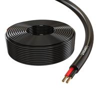 Lumonic Cable de Altavoz 50m Negro Ronda | 2X 0,75mm² CCA | Cable de Altavoz HiFi | Cable Redondo de Audio | Profesional PA Instalación- Audio- Cable Redondo
