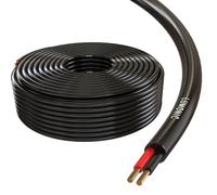 Lumonic Cable de Altavoz 50m Negro Ronda | 2X 1,5mm² CCA | Cable de Altavoz HiFi | Cable Redondo de Audio | Profesional PA Instalación- Audio- Cable Redondo