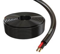 Lumonic Cable de Altavoz 50m Negro Ronda | CCA | Cable de Altavoz HiFi | Cable Redondo de Audio | Profesional PA Instalación- Audio- Cable Redondo