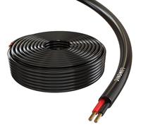 Lumonic Cable de Altavoz 50m Negro Ronda | CCA | Cable de Altavoz HiFi | Cable Redondo de Audio | Profesional PA Instalación- Audio- Cable Redondo