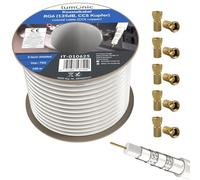 Lumonic Cable de Antena RG6 135dB 100 m en Rollo + 10 Conectores F | Blindaje quíntuple: se Acabaron Las interferencias en la Imagen | Cable Sat, Cable coaxial Internet, Cable TV