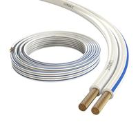 Lumonic Cables de Altavoz | 25m Blanco | 2X 0,5mm² CCA | Marcado Azul Cable de Altavoz HiFi | Línea Doble de Audio