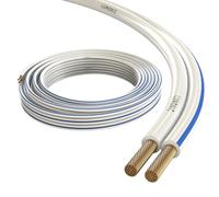 Lumonic Cables de Altavoz | 25m Blanco | 2X 0,75mm² CCA | Marcado Azul Cable de Altavoz HiFi | Línea Doble de Audio