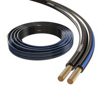 Lumonic Cables de Altavoz | 25m Negro | 2X 0,5mm² CCA | Marcado Azul Cable de Altavoz HiFi | Línea Doble de Audio