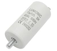 Lumonic Condensador de arranque 15µF 450V | con Enchufe I 34x70mm I 15uF I Condensador de motor con carcasa de plástico I Condensador de funcionamiento I para bombas, cortacéspedes, herramientas