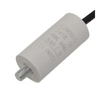Lumonic Condensador de arranque 2µF 450V | con Cable I 26x55mm I 2uF I Condensador de motor con carcasa de plástico I Condensador de funcionamiento I para bombas, cortacéspedes, herramientas