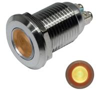 LUMONIC Indicador Luminoso LED 12mm Amarillo De Acero Inoxidable Con Atornilladura IP67 Para Coche Con Tensión LED 6V, 12V Y 24V