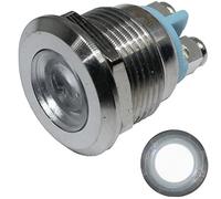 Lumonic Indicador luminoso LED 22mm blanco frío 6000K de acero inoxidable I Indicador luminoso con atornilladura - IP67 I Indicador luminoso para coche con tensión LED 6V, 12V & 24V
