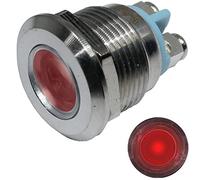 Lumonic Indicador Luminoso LED 22mm Rojo De Acero Inoxidable Con Atornilladura IP67 Para Coche Con Tensión LED 6V, 12V Y 24V