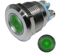 Lumonic Indicador luminoso LED 22mm verde de acero inoxidable I Indicador luminoso con atornilladura - IP67 I Indicador luminoso para coche con tensión LED 6V, 12V & 24V
