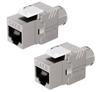 Lumonic Juego de 2 piezas Premium Keystone RJ45 CAT8.1 | montaje sin herramientas | T568A/B codificado por colores | para caja de pared y panel de conexiones | PoE, hasta 40 Gbit/s, apantallamiento de