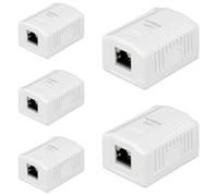 Lumonic Juego de 5 enchufes de red CAT7 | 1 puerto RJ45, conexión inferior, sin aplastamiento, montaje LSA, T568A/B codificado por colores, carcasa de plástico ABS, color blanco, lata Ethernet de