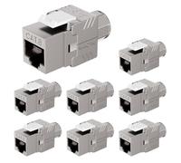 Lumonic Juego de 8 piezas Premium Keystone RJ45 CAT8.1 | Montaje sin herramientas | T568A/B codificado por colores | para caja de pared y panel de conexiones | PoE, hasta 40 Gbit/s, apantallamiento de