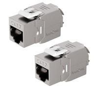 Lumonic Keystone RJ45 CAT7 Juego de 2 unidades, montaje sin herramientas, T568A/B codificado por colores, para caja de pared y panel de conexiones, PoE++, hasta 10 Gbps, apantallamiento de 360°