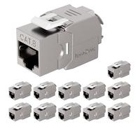 Lumonic Keystone RJ45 CAT8.1 Juego de 12 unidades, montaje sin herramientas, T568A/B codificado por colores, para caja de pared y panel de conexiones, PoE, hasta 40 Gbit/s, apantallamiento de 360°
