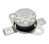Lumonic KSD301 Cambio de temperatura ronda | 130°C ± 5°C | NO contacto NO | máx. 250V AC/10A | Tapón plano | Ø15×12mm | Interruptor térmico, bimetálico | Cafeteras, planchas, hornos, calefactores