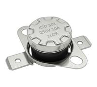 Lumonic KSD301 Cambio de temperatura ronda | 160°C ± 5°C | NO contacto NO | máx. 250V AC/10A | Tapón plano | Ø15×12mm | Interruptor térmico, bimetálico | Cafeteras, planchas, hornos, calefactores
