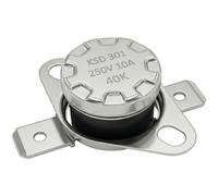 Lumonic KSD301 Cambio de temperatura ronda | 40°C ± 5°C | NO contacto NO | máx. 250V AC/10A | Tapón plano | Ø15×12mm | Interruptor térmico, bimetálico | Cafeteras, planchas, hornos, calefactores