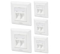 Lumonic Lote de 5 Marco Empotrado Keystone | 2-Port | Sistema estándar 55 | | Plástico ABS | para módulos Keystone RJ45, HDMI, USB