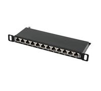 Lumonic Panel de conexión CAT7 de 10" | 12 Puertos, Ahorro de espacio 0.5U | Montaje LSA, código de color T568A/B | Montaje en rack | Panel de parche negro blindado | Gestión de cables | PoE de 10