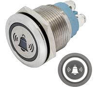 Lumonic pulsador de acero inoxidable plano de 19mm de diámetro I Con un LED de campana en blanco frío Dimensiones: borne de tornillo 250V 3A I Antivan