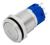 Lumonic pulsador plano de acero inoxidable Pulsador de 16mm de diámetro I Dimensiones: 2,8x0,5mm clavijas 250V 3A I Antivandálico según norma IP65