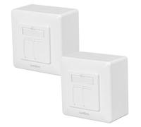 Lumonic Set de 2 Zócalos de red CAT7 | 2 puertos RJ45 | Retrofit sin calafateo | Montaje LSA, T568A/B codificado por colores | Carcasa de plástico ABS, blanco | Conexión Ethernet de hasta 10 Gbit/s